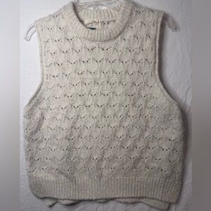 Universal Thread Cream Knit Sweater Vest Small Textured Mock Neck